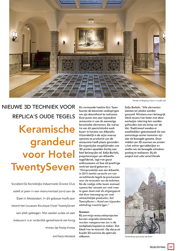 Keramische grandeur voor Hotel TwentySeven | Tegeltotaal