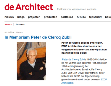 De Architect | In memoriam Peter de Clercq Zubli
